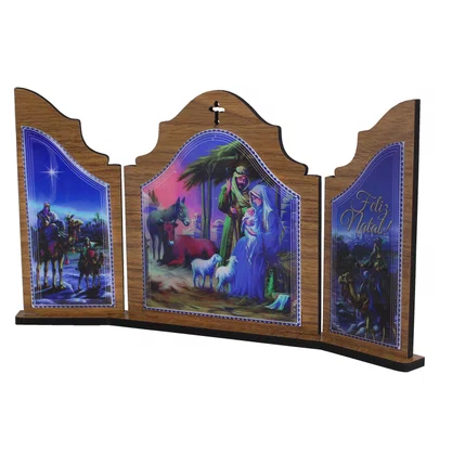 Capela Aberta Natal Estrelado MDF 17 cm x 29 cm