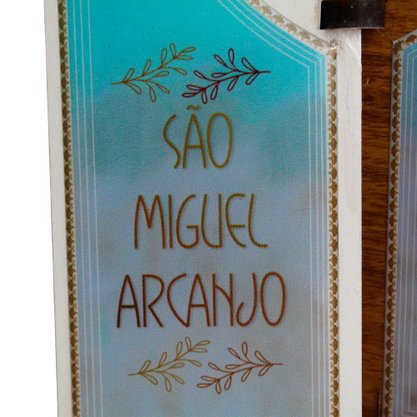 Capela com Porta Desenhada de São Miguel Arcanjo Mdf - 17 cm X 14 cm