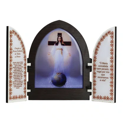 Capela com Porta Mdf Nossa Senhora Todos Os Povos - 18 cm X 26 cm