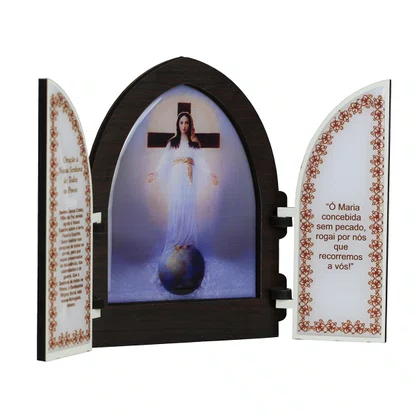 Capela com Porta Mdf Nossa Senhora Todos Os Povos - 18 cm X 26 cm