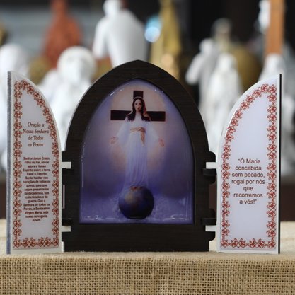 Capela com Porta Mdf Nossa Senhora Todos Os Povos - 18 cm X 26 cm