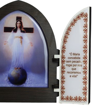 Capela com Porta Mdf Nossa Senhora Todos Os Povos - 18 cm X 26 cm