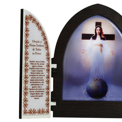 Capela com Porta Mdf Nossa Senhora Todos Os Povos - 18 cm X 26 cm