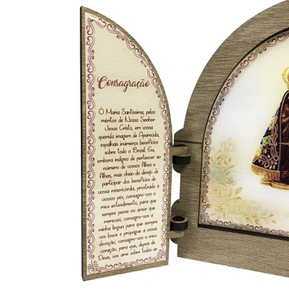 Capela com porta MDF de Nossa Senhora Aparecida - 18 cm x 26 cm