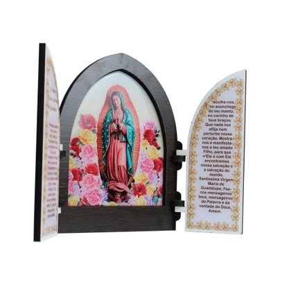 Capela com Porta MDF Nossa Senhora Guadalupe - 18 cm x 15 cm