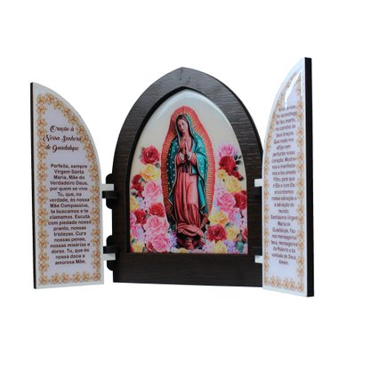 Capela com Porta MDF Nossa Senhora Guadalupe - 18 cm x 15 cm
