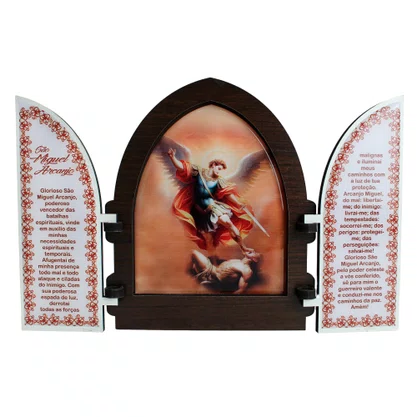 Capela com Portas Resinado Arcanjo São Miguel - 18 cm X 26 cm