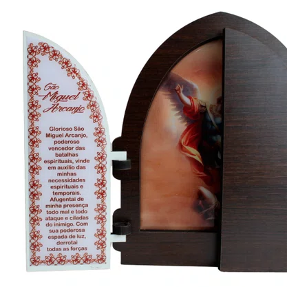 Capela com Portas Resinado Arcanjo São Miguel - 18 cm X 26 cm