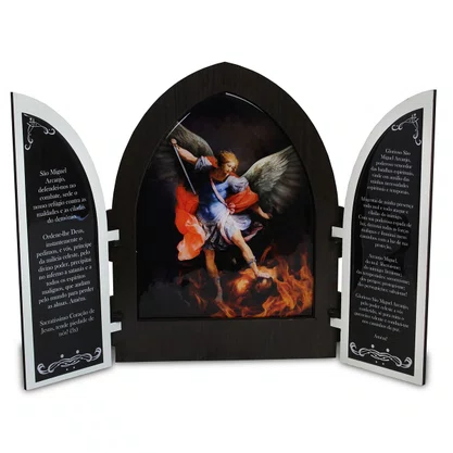 Capela com Portas Resinado Arcanjo São Miguel - 36 cm X 50 cm