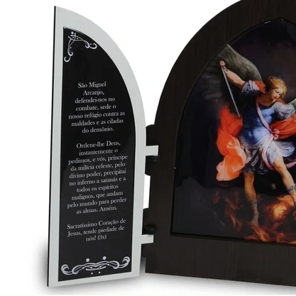 Capela com Portas Resinado Arcanjo São Miguel - 36 cm X 50 cm