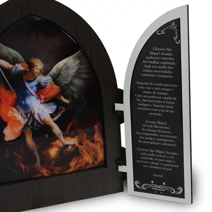 Capela com Portas Resinado Arcanjo São Miguel - 36 cm X 50 cm