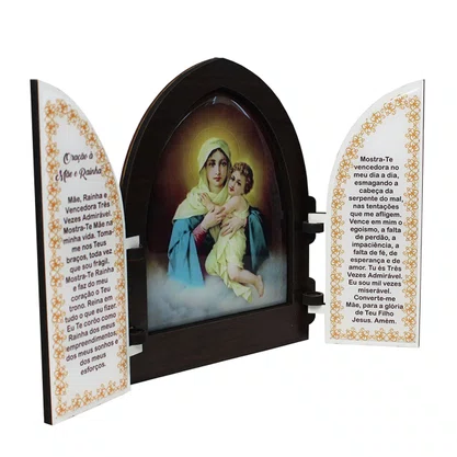 Capela com Portas Resinado Mãe Rainha - 18 cm x 26 cm