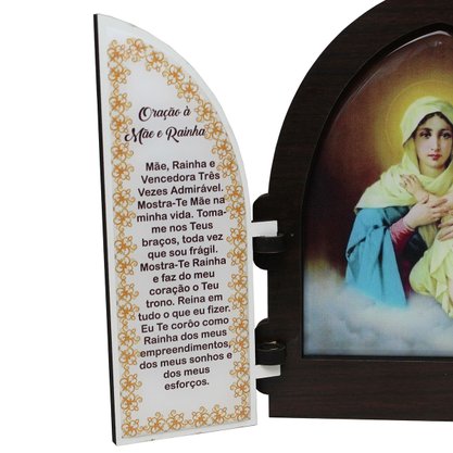 Capela com Portas Resinado Mãe Rainha - 18 cm x 26 cm