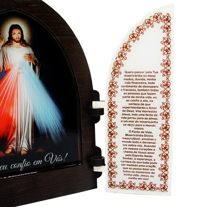 Capela com Portas Resinado Jesus Misericordioso - 18 cm x 26 cm