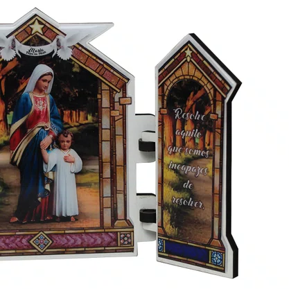 Capela em MDF Resinado Maria Passa na Frente com Porta Trabalhada - 16,5 cm x 26 cm