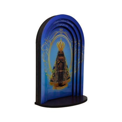 Capela 3d Resinada Nossa Senhora Aparecida Azul - 24 Cm X 16 Cm