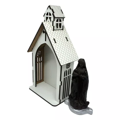 Capela MDF Branca com Imagem de Resina 11 x 21 cm