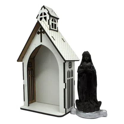 Capela MDF Branca com Imagem de Resina 11 x 21 cm