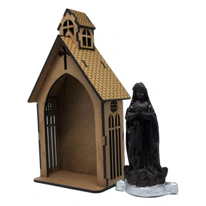 Capela Mdf Cru com Imagem de Resina 11 X 21 Cm