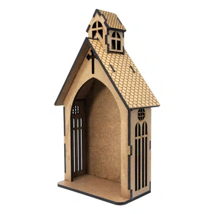 Capela Mdf Cru com Imagem de Resina 11 X 21 Cm