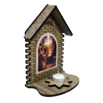 Capela da Sagrada Família Estrela de Davi Porta Vela - 23 cm x 15 cm