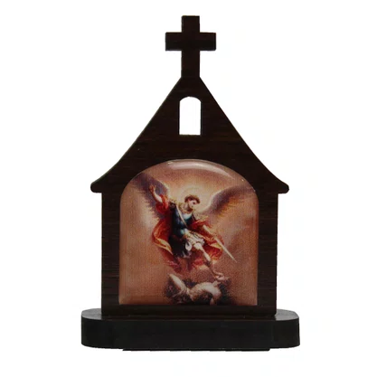 Capelinha de Mesa MDF de Arcanjo São Miguel - 7 cm