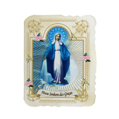 Cartão Lembrança Nossa Senhora Das Graças Medalha Velcro