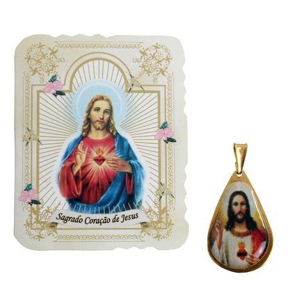 Cartão Sagrado Coração de Jesus com Medalha Velcro