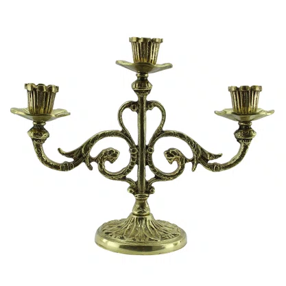 Castiçal Três Velas Bronze - 21 cm x 27 cm