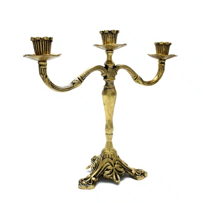 Castiçal Três Velas Bronze - 28 x 30 Cm