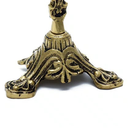 Castiçal Três Velas Trabalhado Bronze - 30 x 31 cm