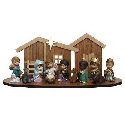 Cenário Com Presépio Infantil 12 Peças - 19 cm x 30 cm