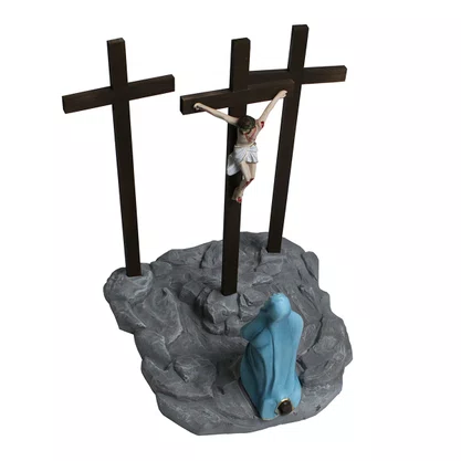 Cenário Nossa Senhora das Dores Contempla Jesus na Cruz