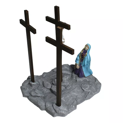 Cenário Nossa Senhora das Dores Contempla Jesus na Cruz