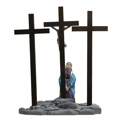 Cenário Nossa Senhora das Dores Contempla Jesus na Cruz