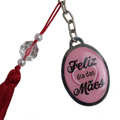 Chaveiro Chapa Dia das Mães com Pompom