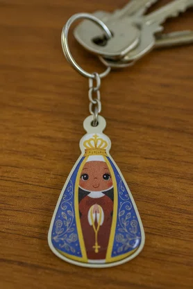 12 unid - Chaveiro Chapa Nossa Senhora Aparecida Infantil Adesivo Duplo