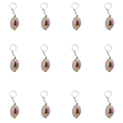 12 Unid - Chaveiro Chapa Aba Nossa Senhora Aparecida Flores