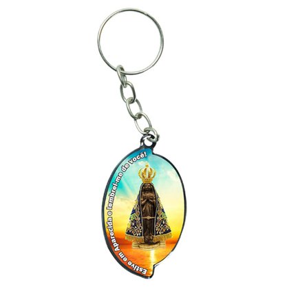 12 Unid - Chaveiro Chapa Aba Nossa Senhora Aparecida SOL Estive em Aparecida