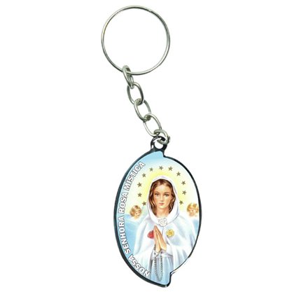 12 Unid - Chaveiro Chapa Aba Nossa Senhora da Rosa Mística