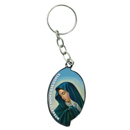 12 unid - Chaveiro Chapa Oval Aba Nossa Senhora das Dores