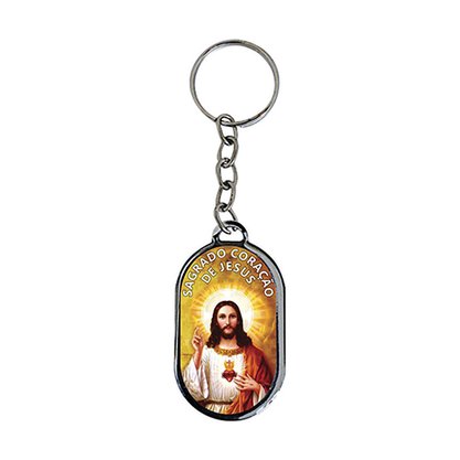12 Unid - Chaveiro Chapa Sagrado Coração de Jesus