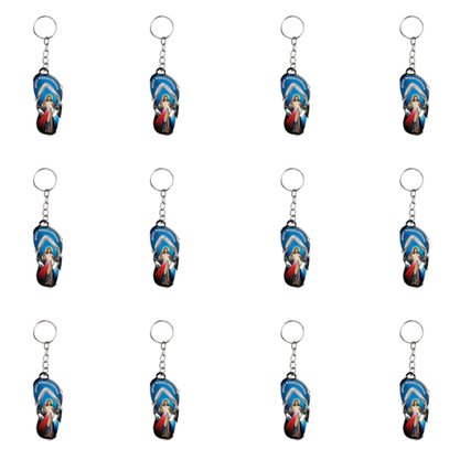 12 Unid - Chaveiro Chapa Chinelo Jesus Misericordioso 