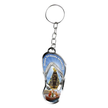 12 Unid - Chaveiro Chapa Chinelo Nossa Senhora Aparecida Pescadores