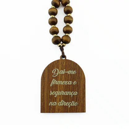 Chaveiro de Madeira São Cristóvão Imbuia Mosquete Dourado