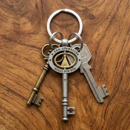 Chaveiro de Nossa Senhora Aparecida Dourado Chave Casa Inox