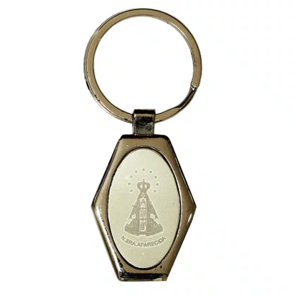 Chaveiro de Nossa Senhora Aparecida Inox Sextavado Chaveiro de Nossa Senhora Aparecida Inox Sextavado
