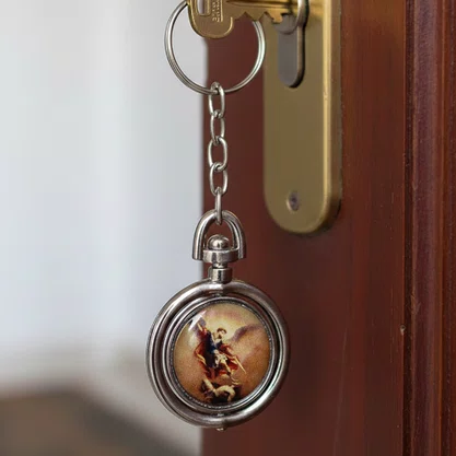 Chaveiro de São Miguel Arcanjo Giratório Inox