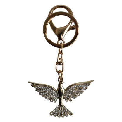 Chaveiro Divino Espírito Santo Dourado Strass