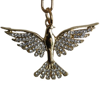 Chaveiro Divino Espírito Santo Dourado Strass